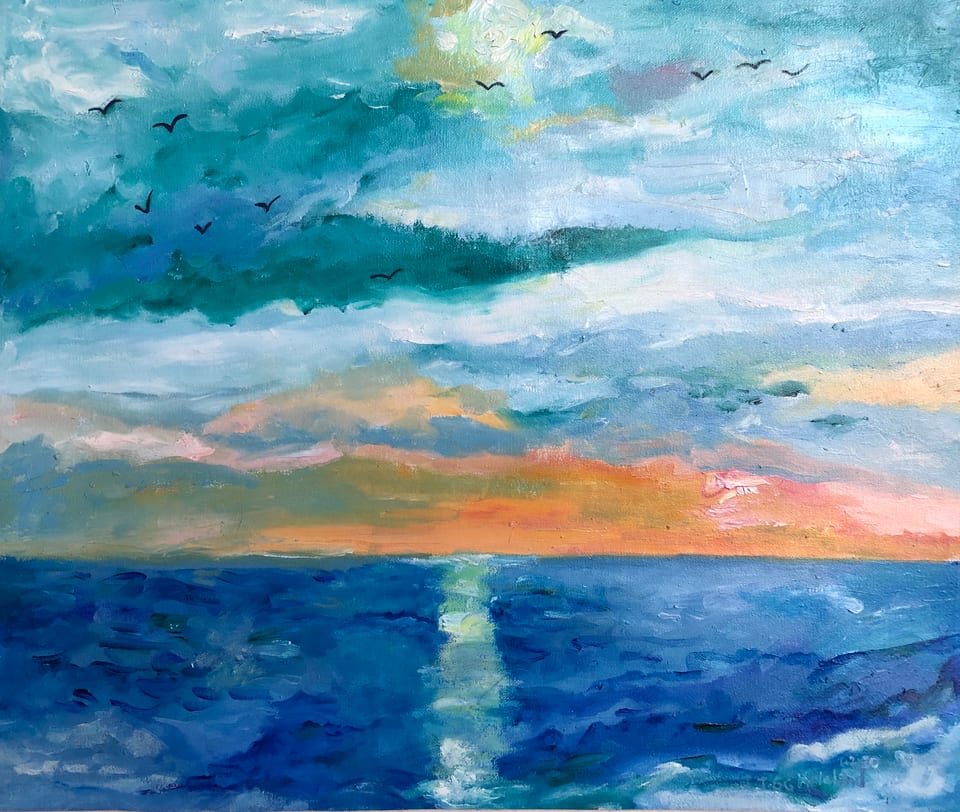 Ocean Sunset by Kathy Leland